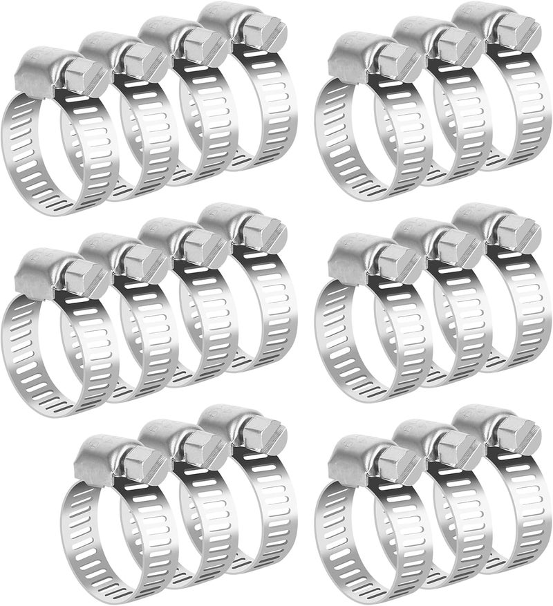 Gudui 40 Pieces Stainless Steel Hose Clamps Assortment Kit 1/4" to 2" Adjustable Worm Gear Hose Clamp for Fuel Line Automotive Radiator Mechanical Plumbing - Image 1